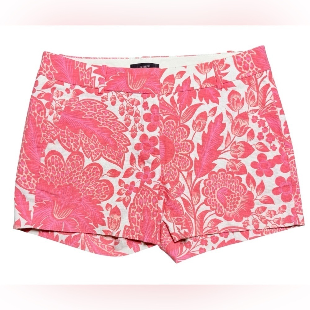 J.Crew Chino Shorts Women’s Size 0 Pink White Floral Print Cotton Spandex
